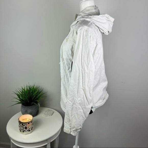 The North Face Womens Hyvent Hooded Jacket White Black Color Block Zip Pockets M - Picture 4 of 12